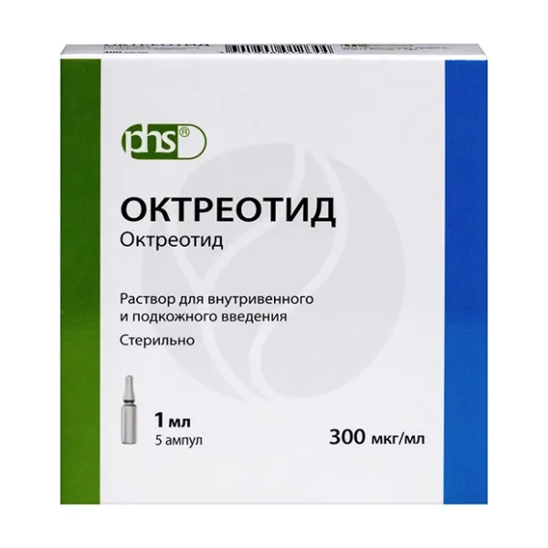 Изображение товара Октреотид раствор 300 мкг/мл для инъекций 1мл №5