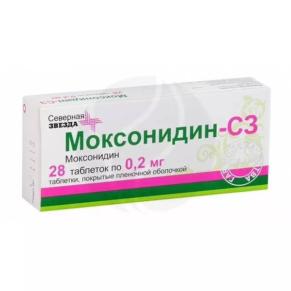 Изображение товара Моксонидин-СЗ таблетки 0,2мг, 28 шт. для лечения гипертензии Изображение товара Моксонидин-СЗ таблетки 0,2мг, 28 шт. для лечения гипертензии