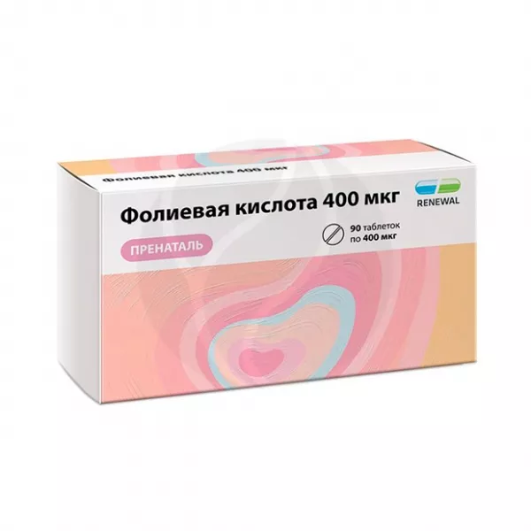 Изображение товара Фолиевая кислота пренаталь Реневал таблетки 400мкг, №90