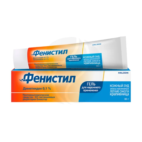 Изображение товара Фенистил гель д/наружн. прим. 0,1%, 30г Изображение товара Фенистил гель д/наружн. прим. 0,1%, 30г