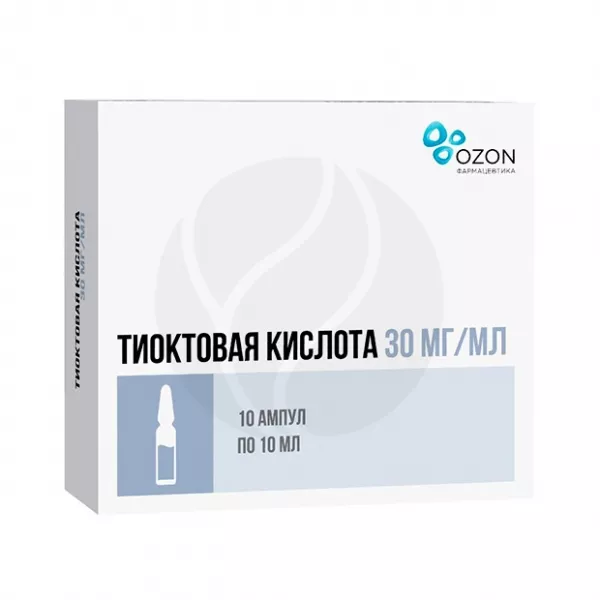 Тиоктовая кислота концентрат д/пригот. р-ра д/инфузий 30мг/мл, 10мл №10 Озон