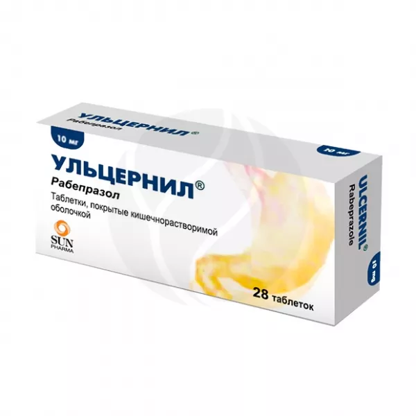 Изображение товара Ульцернил таблетки покрытые кишечнорастворимой оболочкой 10мг, 28 шт Индия