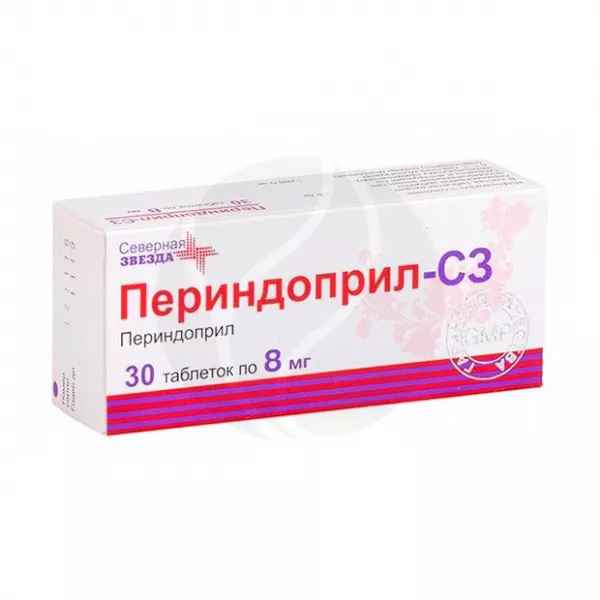 Изображение товара Периндоприл-СЗ таблетки 8мг 30 штук для лечения гипертонии и сердечной недостаточности