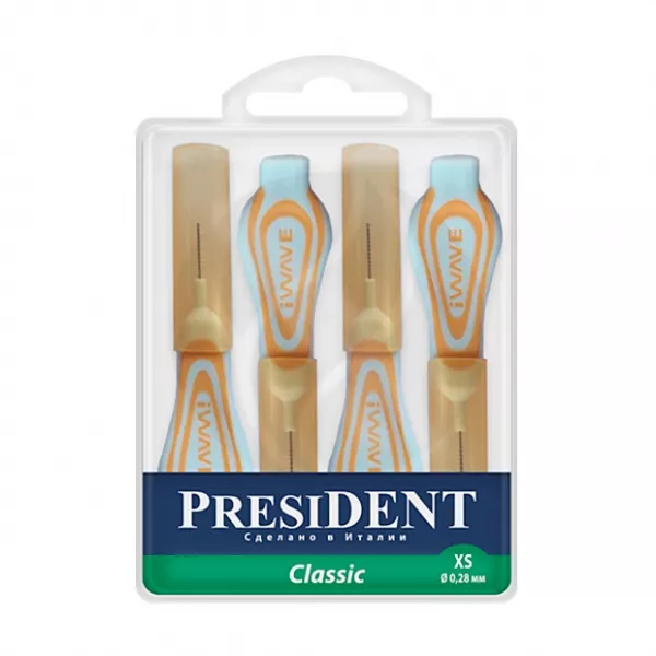 Изображение товара Межзубные ёршики PresiDENT Classic ХS 0,28 мм №4 для гигиены полости рта