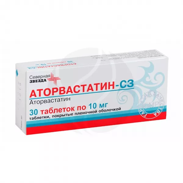 Изображение товара Аторвастатин-СЗ таблетки покрытые 10мг №30 для снижения холестерина