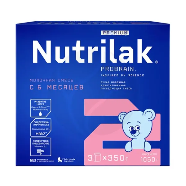 Изображение товара Nutrilak Premium 2 сухая молочная смесь (6+мес), 1050г Изображение товара Nutrilak Premium 2 сухая молочная смесь (6+мес), 1050г