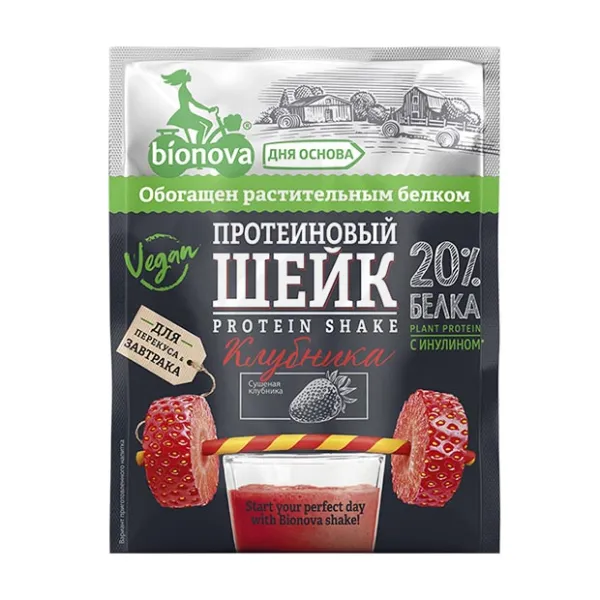 Bionova Шейк протеиновый с клубникой, 25г