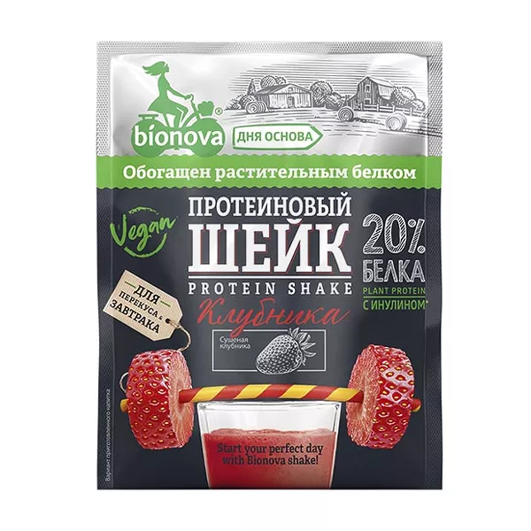 Изображение товара Bionova Шейк протеиновый с клубникой 25г для быстрого восстановления мышц Изображение товара Bionova Шейк протеиновый с клубникой 25г для быстрого восстановления мышц