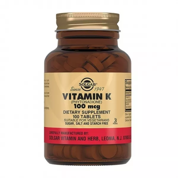 Изображение товара Solgar Витамин К1 таблетки 100 мкг + 45 мг 100 шт.