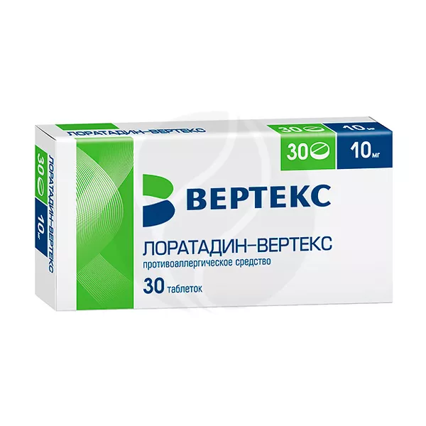 Изображение товара Лоратадин-Вертекс таблетки 10мг, №30 Изображение товара Лоратадин-Вертекс таблетки 10мг, №30
