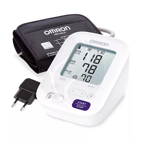 Изображение товара Автоматический цифровой тонометр Omron M3 Expert с адаптером и манжетой 22-42 см Изображение товара Автоматический цифровой тонометр Omron M3 Expert с адаптером и манжетой 22-42 см