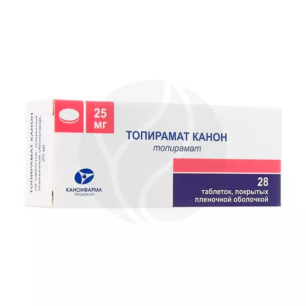 Изображение товара Топирамат Канон таблетки 25мг покрытые 28 шт российский препарат Изображение товара Топирамат Канон таблетки 25мг покрытые 28 шт российский препарат