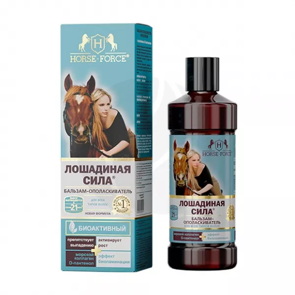 Изображение товара Бальзам-ополаскиватель Лошадиная сила с коллагеном и В5 для восстановления и блеска волос 500мл