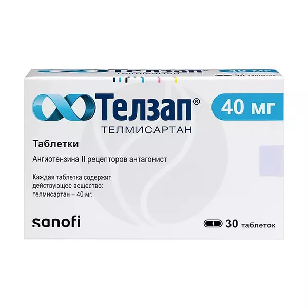 Изображение товара Телзап таблетки 40 мг Санофи - гипертония, сосудистые заболевания Изображение товара Телзап таблетки 40 мг Санофи - гипертония, сосудистые заболевания