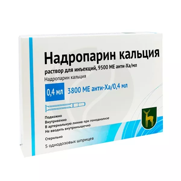 Изображение товара Надропарин раствор для инъекций 9500анти-Ха МЕ/мл 0,4 №5 Россия