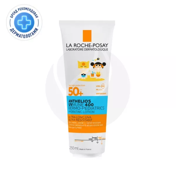 Изображение товара La Roche-Posay Anthelios UVMUNE400 Dermo-Pediatrics солнцезащитное молочко детское для лица и тела SPF50+, 250мл Изображение товара La Roche-Posay Anthelios UVMUNE400 Dermo-Pediatrics солнцезащитное молочко детское для лица и тела SPF50+, 250мл