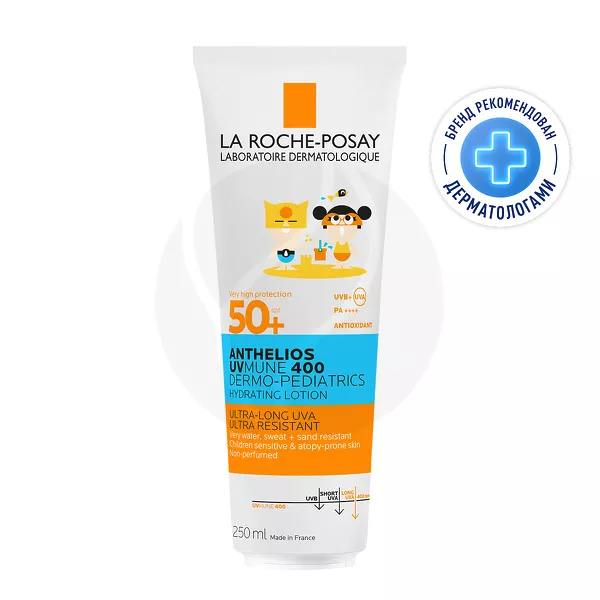 Изображение товара La Roche-Posay Anthelios UVMUNE400 Dermo-Pediatrics солнцезащитное молочко детское для лица и тела SPF50+, 250мл Изображение товара La Roche-Posay Anthelios UVMUNE400 Dermo-Pediatrics солнцезащитное молочко детское для лица и тела SPF50+, 250мл