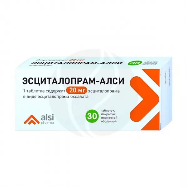 Изображение товара Эсциталопрам Алси 20 мг таблетки покрытые пленочной оболочкой №30 Россия