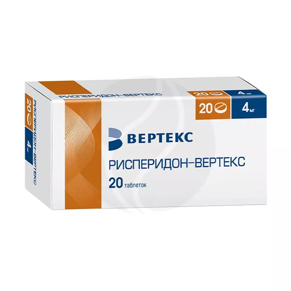 Изображение товара Рисперидон-Вертекс 4мг, таблетки покрытые оболочкой, 20 шт. Изображение товара Рисперидон-Вертекс 4мг, таблетки покрытые оболочкой, 20 шт.