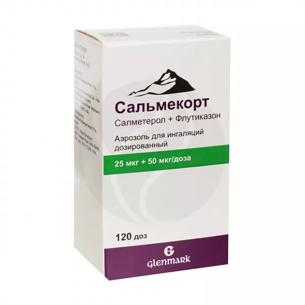 Изображение товара Сальмекорт аэроз. д/ингал. доз. 25мкг+50мкг/доза, 120доз Изображение товара Сальмекорт аэроз. д/ингал. доз. 25мкг+50мкг/доза, 120доз
