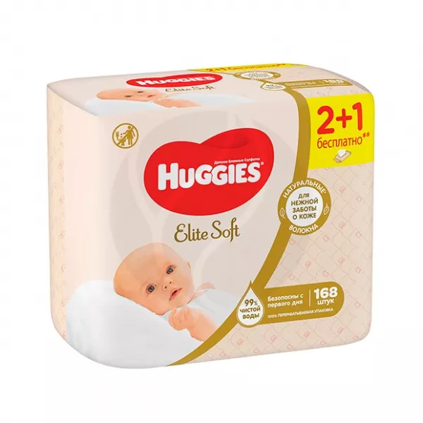 Huggies Elite Soft детские влажные салфетки, №168 — купить по выгодным ...