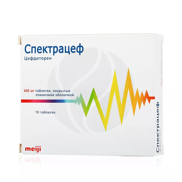 Изображение товара Спектрацеф таблетки покрытые 400мг №10 Испания Изображение товара Спектрацеф таблетки покрытые 400мг №10 Испания