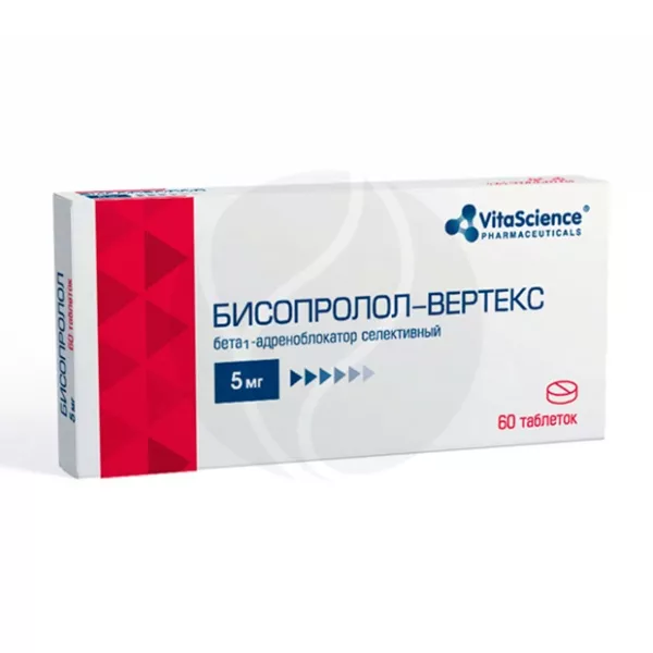 Изображение товара Бисопролол-Вертекс таблетки покрыт. п/о 5мг, №60