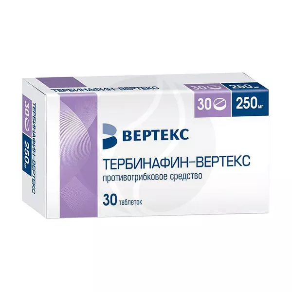 Изображение товара Тербинафин Вертекс таблетки 250мг, №30 - лечение грибковых инфекций