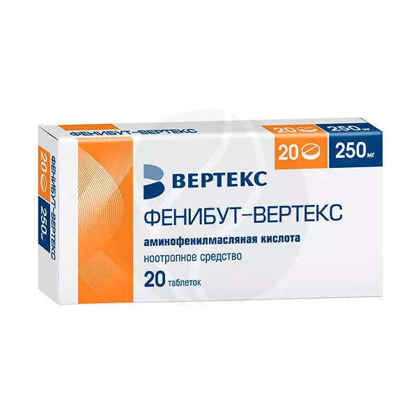 Изображение товара Фенибут-Вертекс таблетки 250мг 20 шт - седативное средство для нервной системы Изображение товара Фенибут-Вертекс таблетки 250мг 20 шт - седативное средство для нервной системы