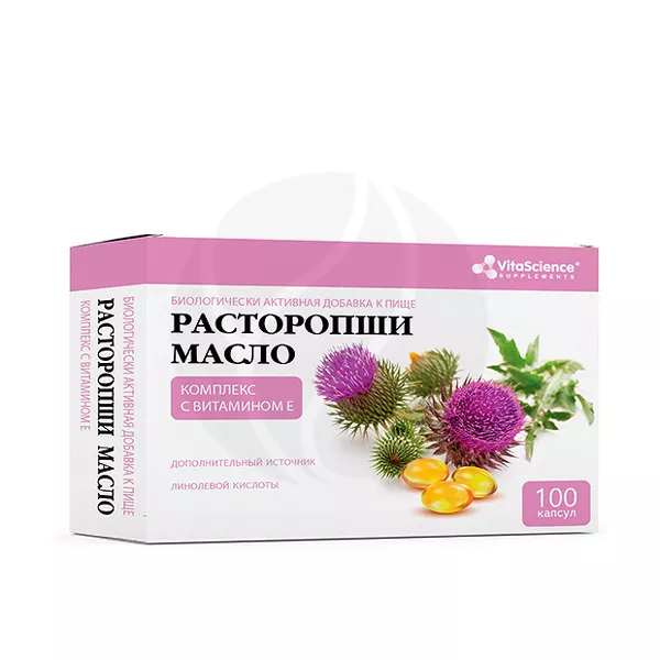 Изображение товара VitaScience Расторопши масло комплекс с витамином Е капсулы, №100 Изображение товара VitaScience Расторопши масло комплекс с витамином Е капсулы, №100