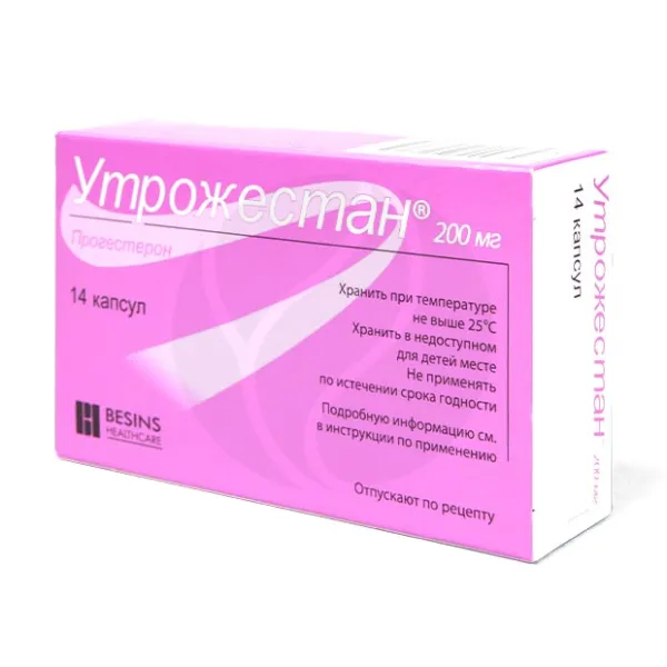 Изображение товара Утрожестан капсулы 200мг, 14 шт для женской гормональной терапии Изображение товара Утрожестан капсулы 200мг, 14 шт для женской гормональной терапии