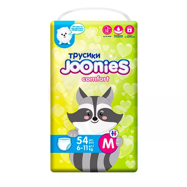 Изображение товара Joonies Comfort подгузники-трусики р.M 6-11кг 54шт мягкие и надежные Изображение товара Joonies Comfort подгузники-трусики р.M 6-11кг 54шт мягкие и надежные