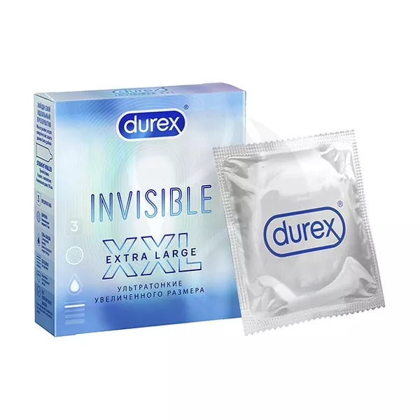 Изображение товара Durex Invisible XXL ультратонкие презервативы увеличенного размера 3 шт Изображение товара Durex Invisible XXL ультратонкие презервативы увеличенного размера 3 шт