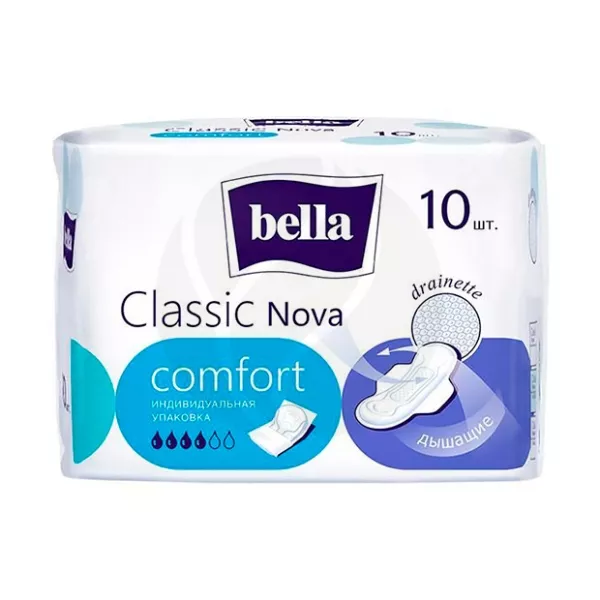 Изображение товара Прокладки Bella Classic Nova Comfort №10 с крылышками индивидуальная упаковка