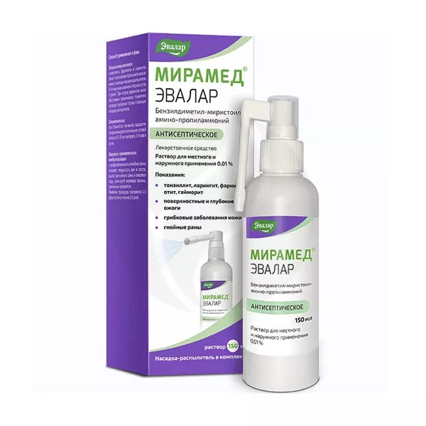 Изображение товара Эвалар Мирамед раствор 0,01% для местного применения с насадкой-распылителем