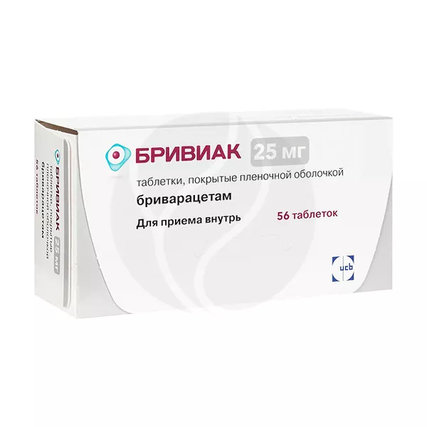 Изображение товара Бривиак таблетки покрыт. п/о 25мг, №56 Изображение товара Бривиак таблетки покрыт. п/о 25мг, №56