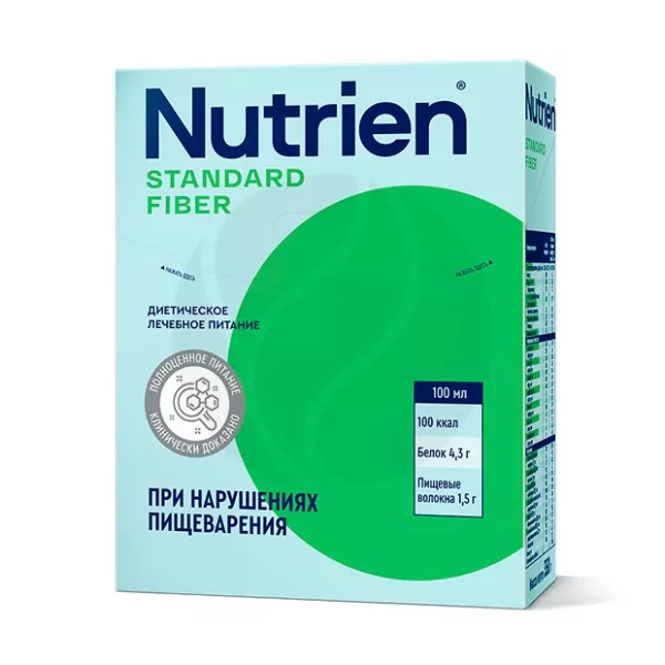 Изображение товара Nutrien Standard Fiber Сухое лечебное питание с пищевыми волокнами при нарушениях пищеварения, 350г Изображение товара Nutrien Standard Fiber Сухое лечебное питание с пищевыми волокнами при нарушениях пищеварения, 350г