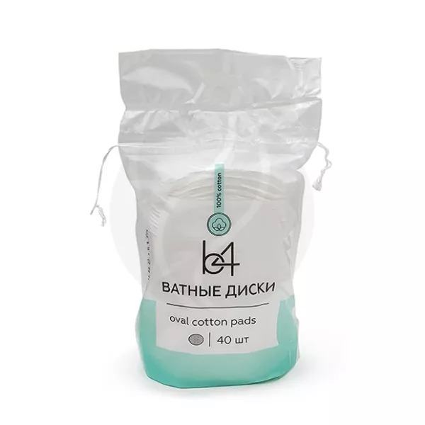 Изображение товара Ватные диски b4 овальные №40 для макияжа и гигиены 90x70 мм