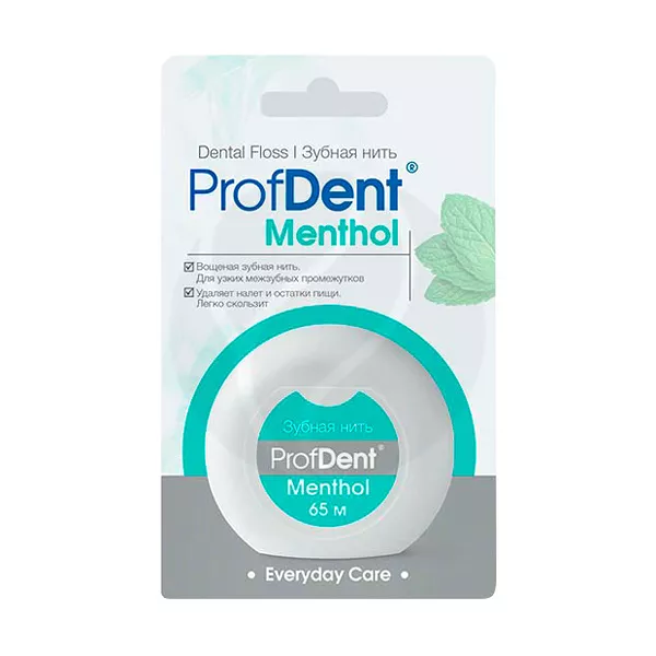 Изображение товара Зубная нить ProfDent с ментолом 65 метров для эффективной гигиены полости рта Изображение товара Зубная нить ProfDent с ментолом 65 метров для эффективной гигиены полости рта