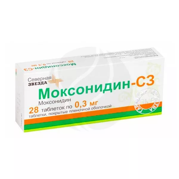 Изображение товара Моксонидин-СЗ таблетки 0,3мг, 28 шт гипотензивное средство