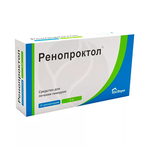 Изображение товара Ренопроктол суппозитории рект. 5мг, №10 Изображение товара Ренопроктол суппозитории рект. 5мг, №10