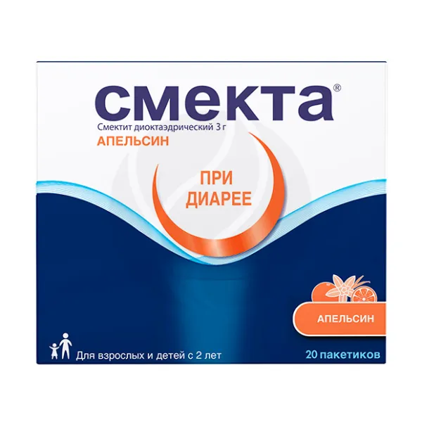 Изображение товара Смекта порошок для приготовления суспензии 3г, апельсин, 20 пакетиков