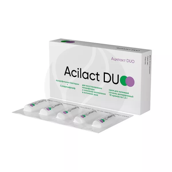 Изображение товара Крем для интимной гигиены Ацилакт Дуо дозированный 1,2 г, 10 шт