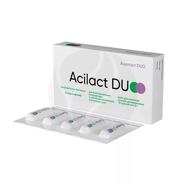 Изображение товара Крем для интимной гигиены Ацилакт Дуо дозированный 1,2 г, 10 шт