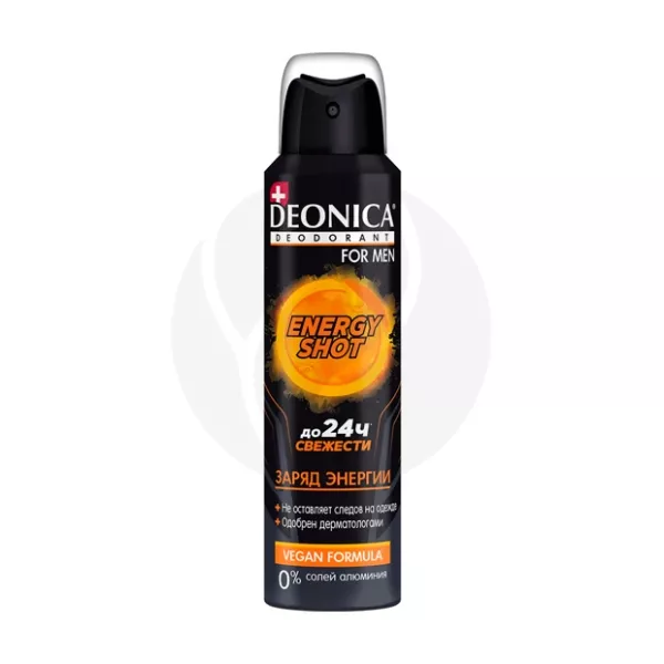 Изображение товара Deonica For men energy shot дезодорант спрей, 150мл