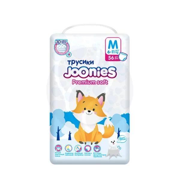 Изображение товара Подгузники-трусики Joonies Premium Soft размер М 56 шт. ультратонкие японский суперабсорбент