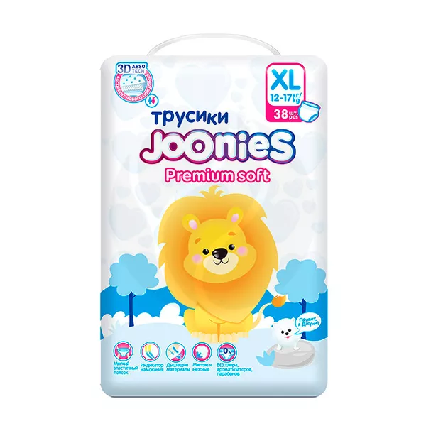 Изображение товара Joonies Premium Soft XL ультратонкие трусики подгузники 38шт Изображение товара Joonies Premium Soft XL ультратонкие трусики подгузники 38шт
