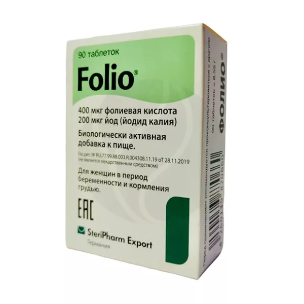 Фолио таблетки 400мкг+200мкг, №90