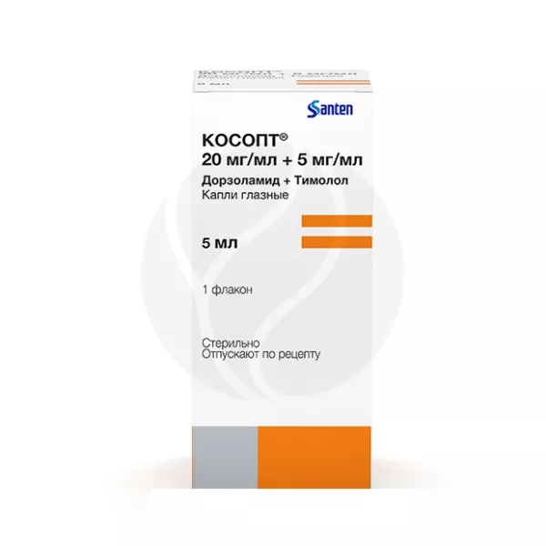 Косопт капли глазные 20мг/мл+5мг/мл, 5мл Сантэн