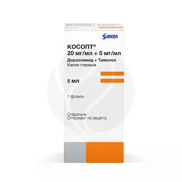 Изображение товара Косопт капли глазные 20мг/мл+5мг/мл, 5мл Сантэн